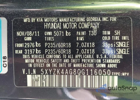 2012 Hyundai Santa Fe Limited V6 from USA, damaged, VIN 5XYZK4AG8CG116050